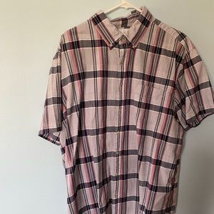 Sonoma plaid casual button down shirt gray red black white sz XL cotton blend